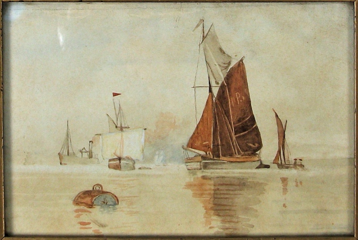 Pair of watercolour marine scene